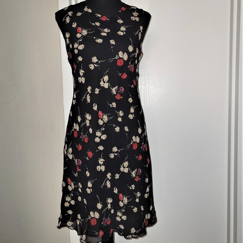 Lapis Black/Floral Silk Dress - MP